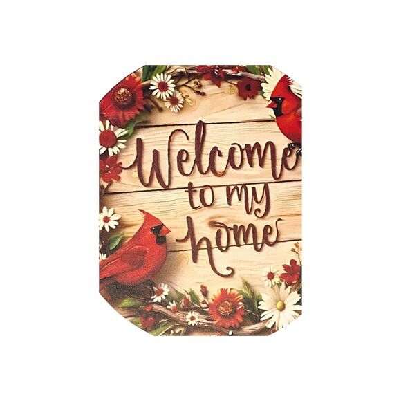 Welcome to My Home Cardinal Sign | Rustic Floral Country Farmhouse Wall Decor - Picture 3 of 5